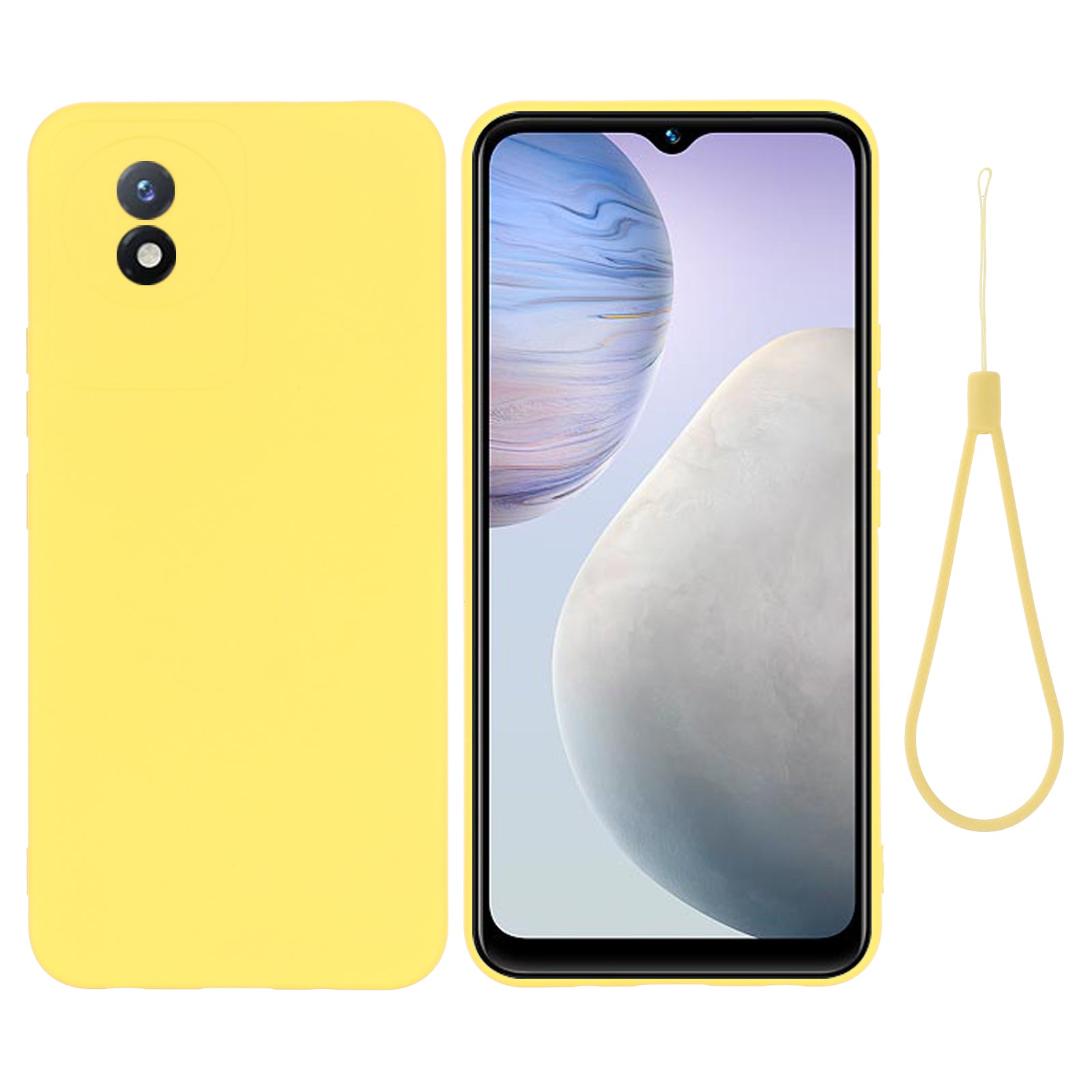 For vivo Y02 4G Liquid Silicone Case Anti-collision Cell Phone Cover Protector with Strap For vivo Y02 4G Liquid Silicone Case Anti-collision Cell Phone Cover Protector with Strap